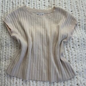 Sincerely Jules Cream Ribbed Knit Blouse